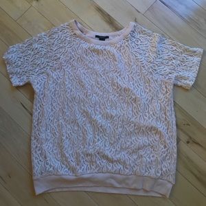 Peach lace short sleeve top - M